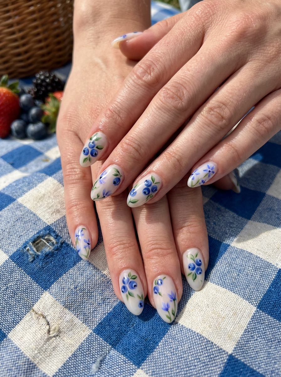 Blueberry Picnic Nails